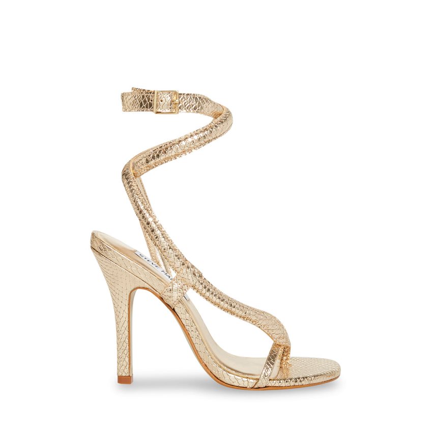 Gold Steve Madden Scalia Snake Women\'s Heels Sandals | PH 1259JKH